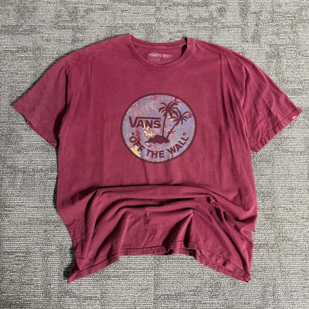 Vans Off The Wall Palm Tree Graphic Short Sleeve T-Shirt Maroon